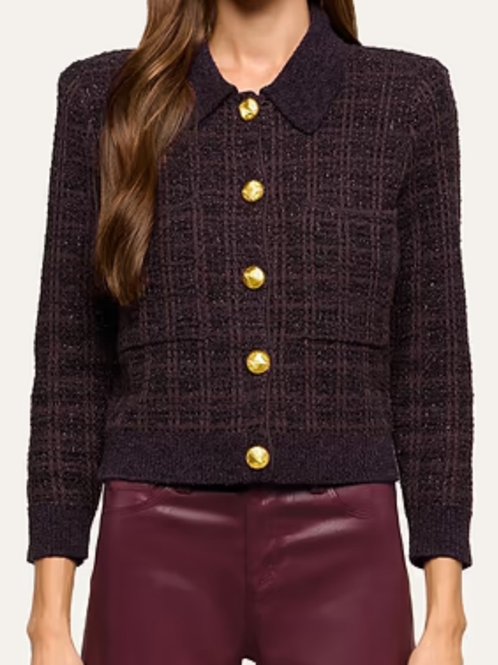 L’AGENCE Morrigan Cardigan in Dark Java/Blk/Burgundy